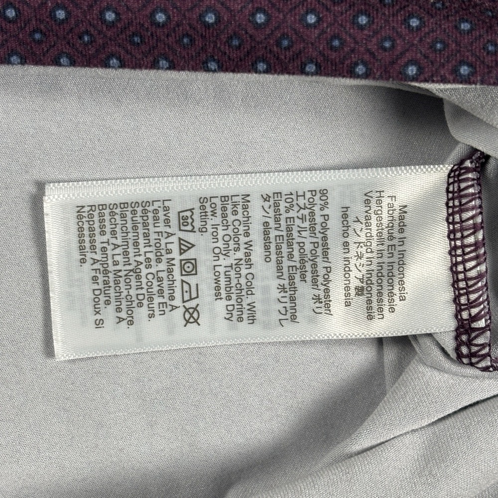 J Crew Performance Polo Men's L Burgundy Purple Print Shirt Short Sleeve - Picture 5 of 8